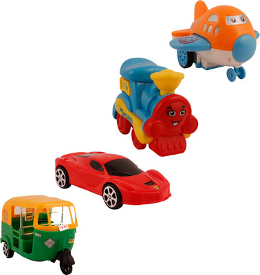 

sancy combo of auto ,car,train and aeroplane set for kids(Multicolor)