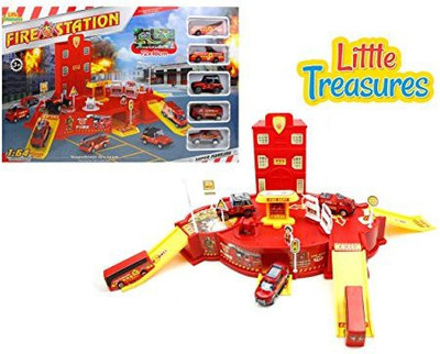

Little Treasures Fire-Station With Fire Trucks Emergency(Multicolor)