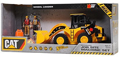 

CAT Motorized Job Site Machine Wheel Loader With Bonus Figurines(Yellow)