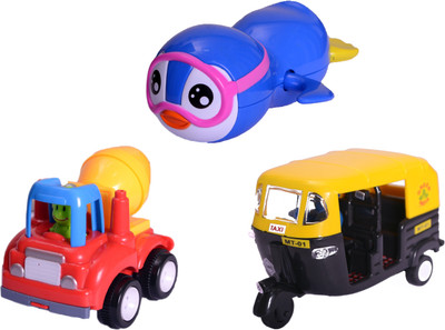 

Toys spot Unbreakable 3in1(Premium Quality Auto rickshaw;Truck;Swimming Penguin)(Blue)