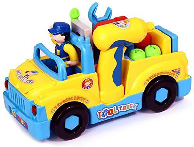 

Dazzling Toys Tool Equipped Riding And Singing Fix-It Tool Truck, Lights And Music, Bump And Go Action,(Multicolor)