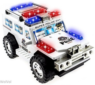 

WolVol Bump & Go Electric Police Car With Lights And Sirens(White)