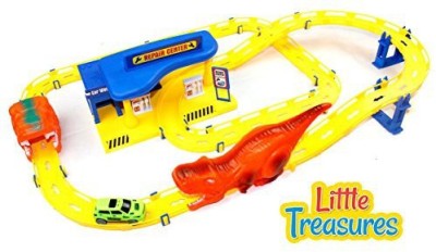 

Little Treasures Dinosaur Hurricane King Race Track Series With Repair Garage Store(Multicolor)