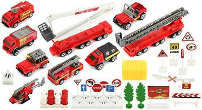 

Toy Vehicle Playsets Brave Fire Fighters 40 Piece Mini Diecast Children'S Kid'S(Red)