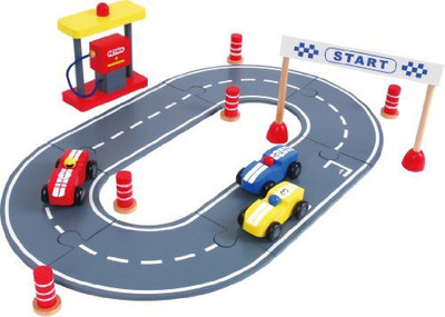 

Discoveroo Wooden Car Racing Playset(Multicolor)