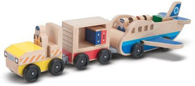 

Melissa & Doug Children'S Whittle World Plane And Luggage Carrier Set(Brown)