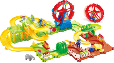 Webby Ferris Wheel Train Set with Upper and Lower Level, Bridges and Tunnel(Multicolor)
