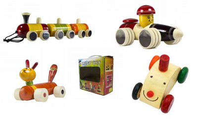 

CeeJay Set of 4 Colorful Wooden Baby Toys:Model OW-OW002(Multicolor)