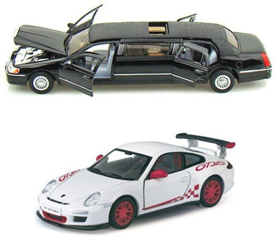 

Kinsmart Lincoln Limosuine and Porsche GT3 Rs(Multicolor)