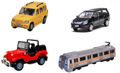 

CENTY Centy Pack 4 of Hotsellers Metro train Scorpio Innova Mahindra Classic Jeep(Multicolor)