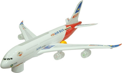 SMT Musical Plane Bump And Go With Lights(White)