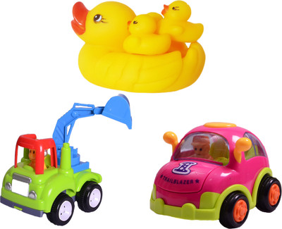 

Toys spot Unbreakable 3in1(CArtoon Car;Swan Family Set;Truck)(Multicolor)