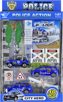 

Babysid Collections 10Pcs Metal Car Set - Police Department - with Plastic Parts(Multicolor)