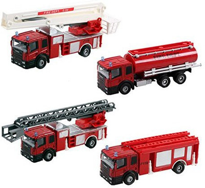 

Aivtalk Scale Diecast Metal Fire Truck Construction Vehicle Transport Toy Model Cars Sets 4pcs for Boys(Multicolor)