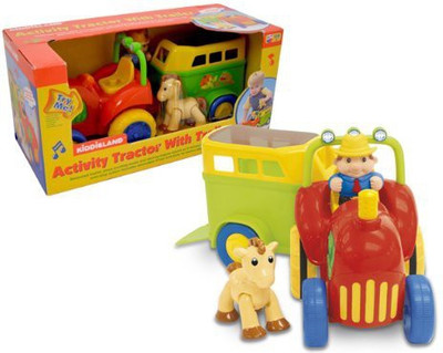 

Small World Toys Activity (Activity Tractor W/ Trailing Stable) 8(Red)