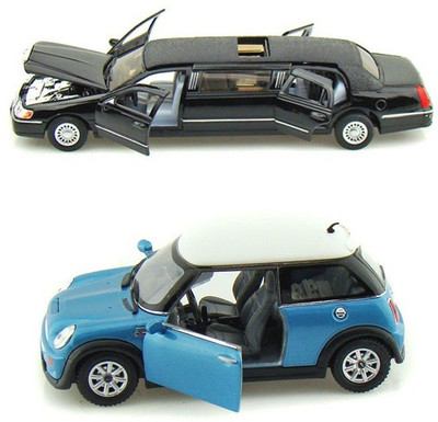 

Kinsmart Lincoln 1999 Town Car and Mini Cooper Metal(Black, Blue)