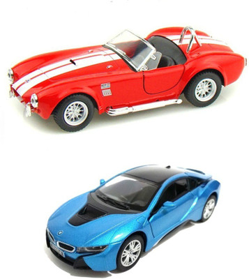 

Kinsmart Ford Shelby Cobra Red and BMW i8 Blue Metal Model(Multicolor)