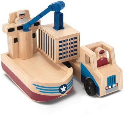 

Melissa & Doug Whittle World Cargo Ship And Truck Set(Brown)