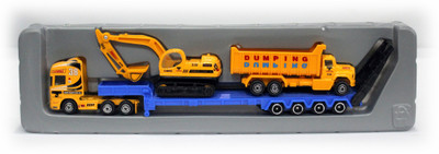 

Mamaboo Street Machine Construction Tractor Trailer Set with Bull Dozer & Dump Truck(Yellow, Blue, Black), Black;blue;yellow