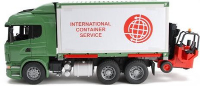 

Bruder Toys Scania Rseries Cargo Truck With Forklift Attached(Multicolor)