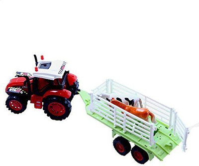 

Dazzling Toys Farm Truck With Trailer Carrying Animals Or Objects(Red)