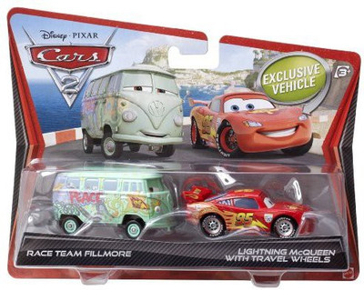 

Mattel Race Team Fillmore and Lightning Mcqueen With Travel Wheels(Multicolor)