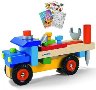 

Janod 05022 Original Diy Truck Constructor With Coloring Book(Multicolor)