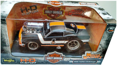 

Maisto Maisto Harley Davidson 1966 Ford Mustang Muscle Machines 1:24 Die cast car(Black, Orange)
