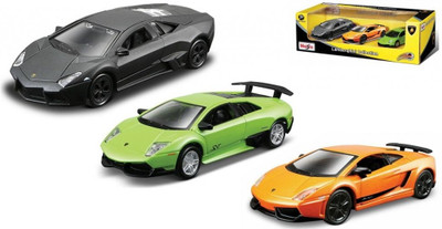 

Maisto Pull Back Cars 4.5 inch Lamborghini 3 Pack Diecast Cars, Set 3(Grey, Orange, Green), Green;grey;orange