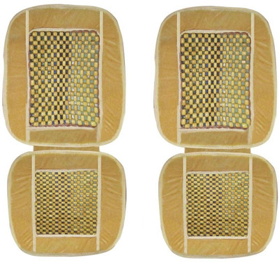 Auto Hub Velvet, Wooden Bead Seating Pad For  Universal For Car Universal For Car(Front Seats, Rear Seats Beige)