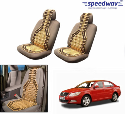 Speedwav Wooden Bead Seating Pad For Skoda Laura(Front Seats Brown)