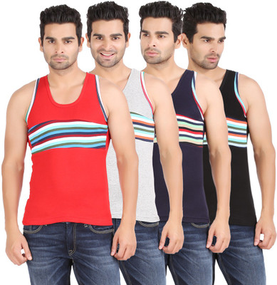 Zippy Men's Vest(Pack of 4), Black;dark blue;grey;red