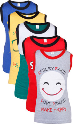 

Gkidz Boys Printed Cotton T Shirt(Multicolor, Pack of 5, Green