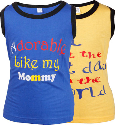 

Gkidz Boys Printed Cotton T Shirt(Red, Pack of 2, Blue