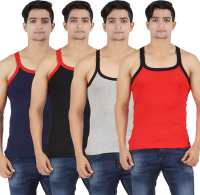 

Zippy Men's Vest(Pack of 4), Black;dark blue;grey;red