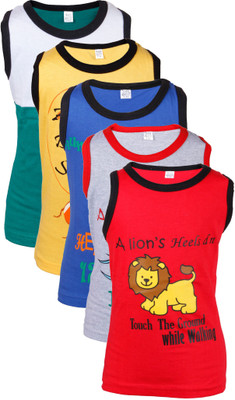 

Gkidz Boys Printed Cotton T Shirt(Multicolor, Pack of 5, Grey