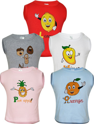 

Gkidz Boys Printed Cotton T Shirt(Multicolor, Pack of 5