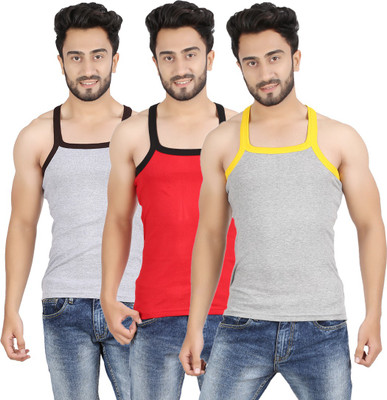 

Mr.Fake Men's Vest(Pack of 3), Grey;red