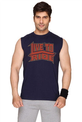 

SayItLoud Printed Men' Round Neck Blue T-Shirt, Navy