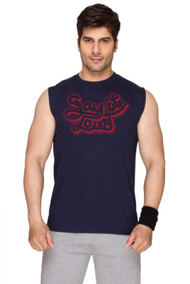 

SayItLoud Printed Men's Round Neck Blue T-Shirt