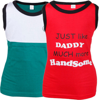 

Gkidz Boys Printed Cotton T Shirt(Green, Pack of 2, Red