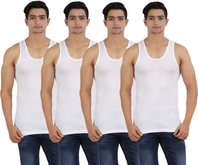 Zippy Men's Vest(Pack of 4), White