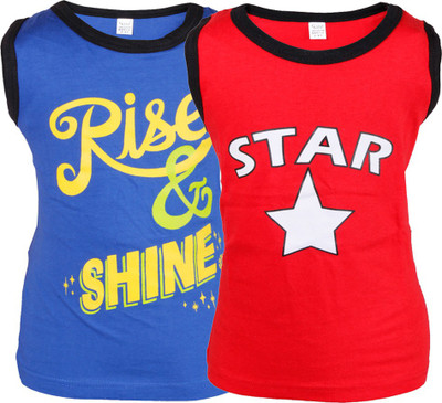 

Gkidz Boys Printed Cotton T Shirt(Red, Pack of 2, Blue