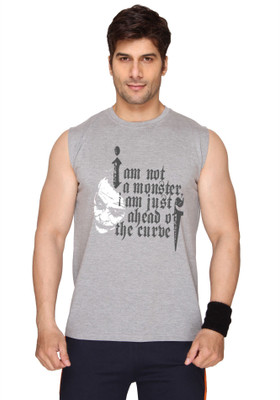

SayItLoud Printed Men's Round Neck Grey T-Shirt