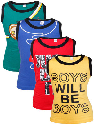 

Gkidz Boys Printed Cotton T Shirt(Multicolor, Pack of 4, Yellow