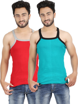 

Mr.Fake Men's Vest(Pack of 2), Green;red