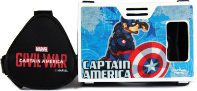 

AuraVR Official Marvel Civil War Captain America With Shining Shield Virtual Reality Viewer (VR Headset) Video Glasses(Black-White)