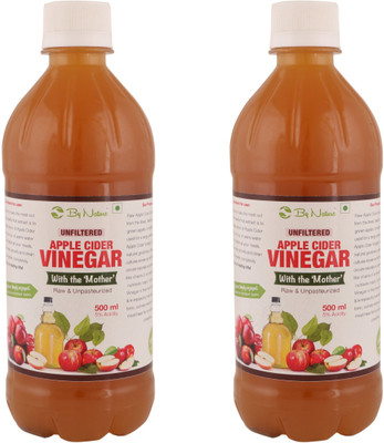 

By Nature Unfiltered, Raw Apple Cider Vinegar with The Mother (Pack of 2) Apple Cider Vinegar(2x250 ml, Apple Flavored)