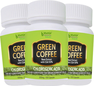 

Bhumija Lifesciences Green Coffee Capsules 60's (Three Pack)(3 No)