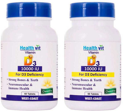 

HealthVit Vitamin D3 10000 IU (Pack of 2)(60 No)
